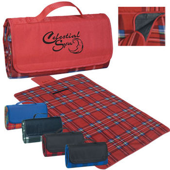 47" x 52" Plaid Roll-Up Fleece Blanket with Handle