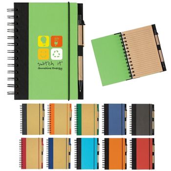 5" X 7" Spiral Notebook & Unimprinted  Pen - Eco Friendly