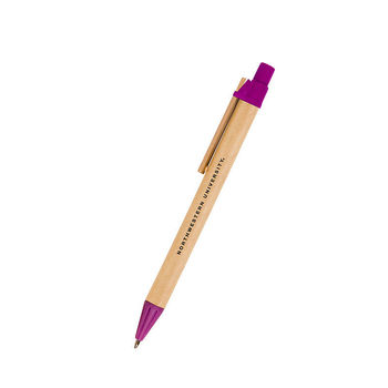 Retractable Budget Pen Made from 100% Post-Consumer Recycled Paper (Wooden Clip, Colored Trim)
