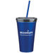 16 Oz. Reusable "Carry Out" Cup - Stainless Steel Double Wall Tumbler With Straw