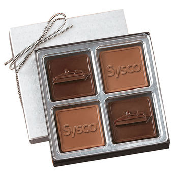 2.5 oz Custom Chocolate Squares Gift Box with Themed Shapes