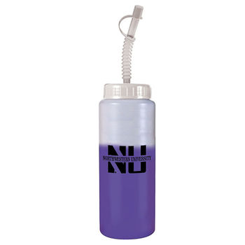 32 oz. BPA-Free Sports Bottle with Straw Changes Colors when Cold Liquids are Added