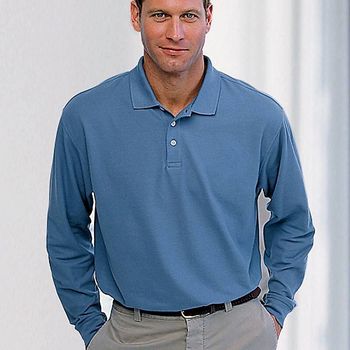 Devon & Jones Men's Long Sleeve Pique Polo