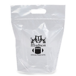 Zip-Close Plastic Bag with Die Cut Handle - 12" x 12" - NFL Security Approved