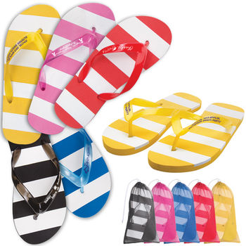 Striped Adult Flip Flops in Mesh Bag