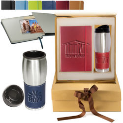 5.75" x 8.25" Faux Leather Journal and Stainless Steel Tumbler Gift Set