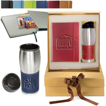 5.75" x 8.25" Faux Leather Journal and Stainless Steel Tumbler Gift Set