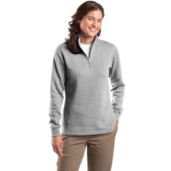 Ladies' Pullover Sweatshirt with Quarter-Zip