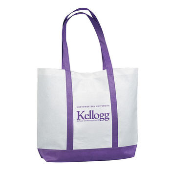 18" x 14" Non-Woven Shoulder Tote with Colored Trim and 24" Handles