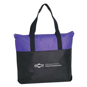 18" x 15" Non-Woven Zippered Tote Bag, 22" Handles