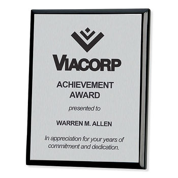 8" x 10" Black Piano-Finish Plaque with Aluminum Plate