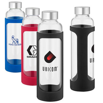 25 oz Glass Water Bottle with Silicone Sleeve Detailing