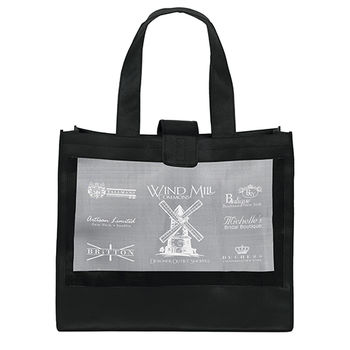 20" x 17" Non-Woven Shoulder Tote with Mesh Panel and 26" Handles