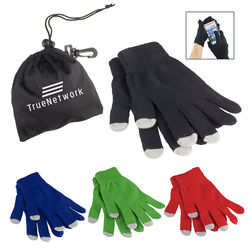 Touchscreen Texting Gloves (Stylus Pads on 3 Fingers) in Travel Pouch