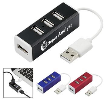 4-Port Aluminum USB Hub - Rectangle