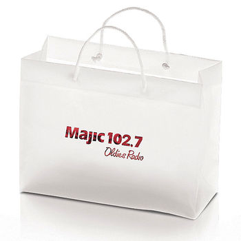 Frosted Plastic Eurotote Bag - 13" x 10" - Foil Imprint