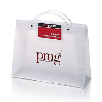 Frosted Plastic Executote Gift Bag with Outside Business Card  Pocket (Large, 13" x 10") - Foil Imprint