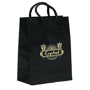 Glossy Paper Eurotote Bag with Macrame' Handles - 7.75" x 9.75" - Foil Imprint