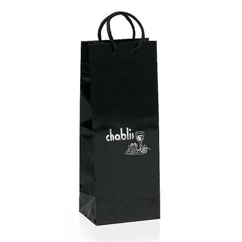 Glossy Paper Eurotote Bag with Macramé Handles - 5.25" x 13" - Foil Imprint