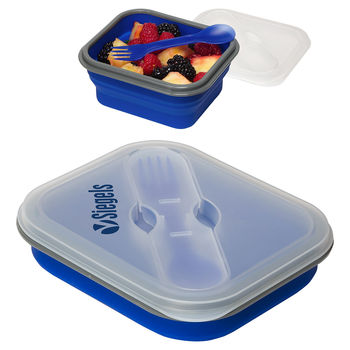 Collapsible Silicone Lunch Box with Fork & Spoon