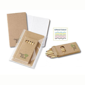 Eco Mini Notebook and 6-Color Pencil Set