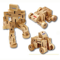 Hardwood Transforming Robot Puzzle