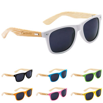 Sunglasses with Wood-Grain-Texture Arms