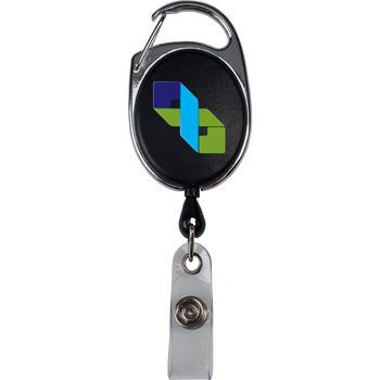 Retractable Badge Reel with Carabiner - Oval (Solid Colors)