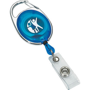 Retractable Badge Reel with Carabiner - Oval (Translucent Colors)