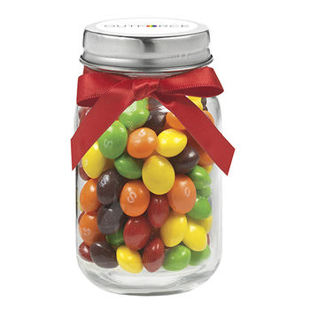 4 oz Glass Mini Mason Jar Filled with Skittles