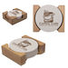 Round Absorbent Stone Coaster with Cork Backing and Natural Wood Holder - Set of 4