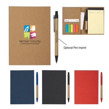 5" x 6" Bound Notebook With Sticky Flags and Matching Pen