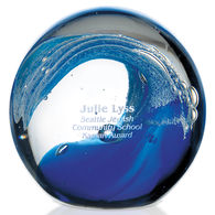 Blue Wave Art Glass Paperweight