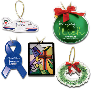 Large Custom Shape Acrylic Holiday Ornaments — up to 9 sq. inches with Full-Color Printing