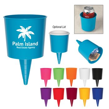 Beverage Holder Holds Drinks Securely on the Beach
