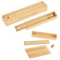 Colored Full-Sized Pencil Set In Wooden Ruler Box