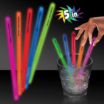 5" Plastic Swizzle Stick (Glow-Stick Powered, Single Use)