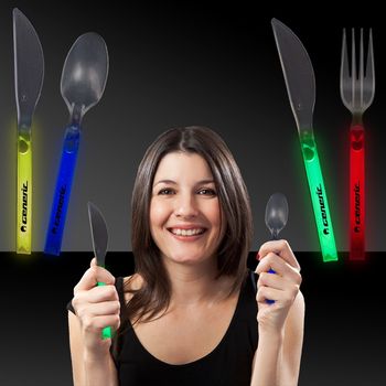 Plastic Glow-Stick Spoons, Knives and Forks (12 Pack)