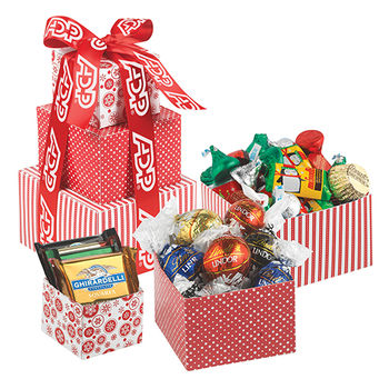 Mini 3-Tier Gourmet Gift Tower with HERSHEY'S&reg; Holiday Mix, Lindt&reg;  Truffles, Ghirardelli&reg; Squares