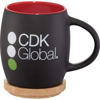 15 oz Hearth Ceramic Mug with Wood Lid That Doubles as a Coaster 
