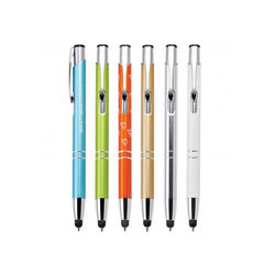 Matte Metallic Aluminum Stylus Pen with Chrome Trim (Full Wrap Laser Engraving)(Combo Tip)