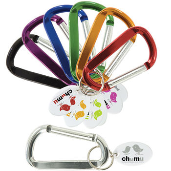 Large 3 1/2" Carabiner Keytag with Imprint on Oval Tag