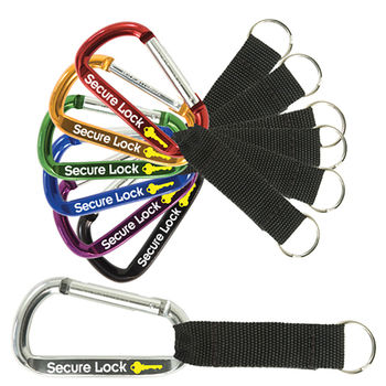 Large 3 1/2" Carabiner Keytag with Black Nylon Strap