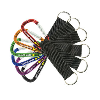 Small 2 1/2" Carabiner Keytag with Black Nylon Strap