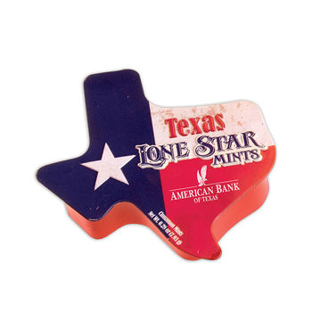 Texas Shaped Tin Filled with Mints