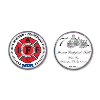 Challenge Coin with Simple Silver Border and Full-Color Imprint on Both Sides
