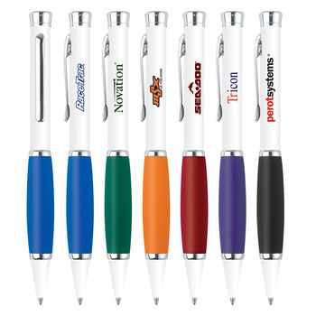 Metal Shiny Accent Comfortable Grip Ballpoint Pen