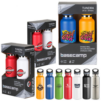 Pair of Colorful 20 oz Vacuum-Insulated Bottles with Retail Packaging