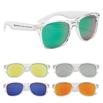 Crystalline Mirrored Sunglasses with Clear Frames