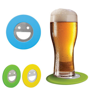 Silicone Smiley Face Bottle Opener/Coaster